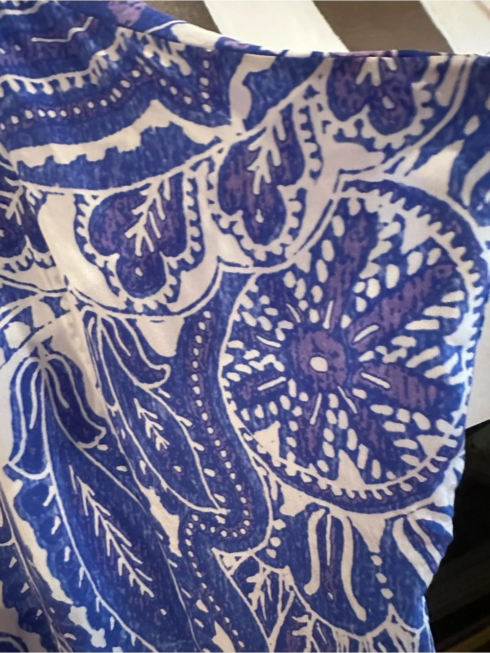 Camilla Blue Paisley kaftan 100% silk with Swarovski beads. Celebrity worn